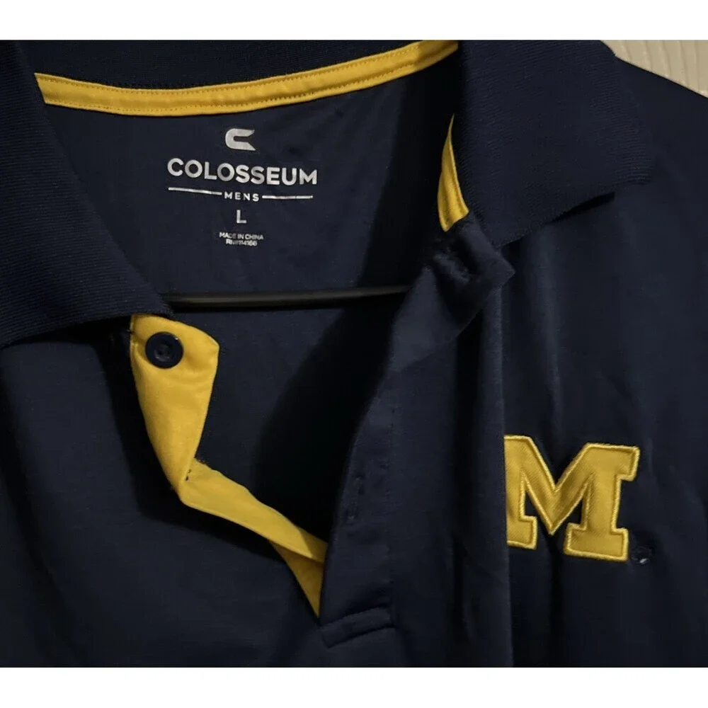 Michigan Wolverines Shirt Mens Large Colosseum Polo Adult College Sports - Picture 3 of 5